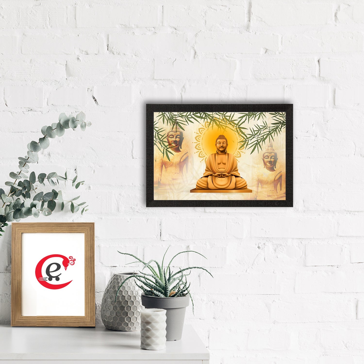 Meditating Lord Buddha Satin Matt Texture UV Art Painting Kafalo