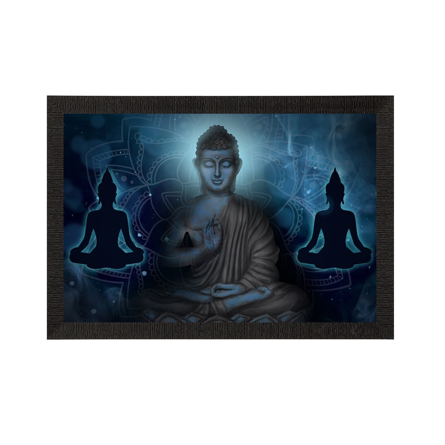 Meditating Lord Buddha Satin Matt Texture UV Art Painting Kafalo