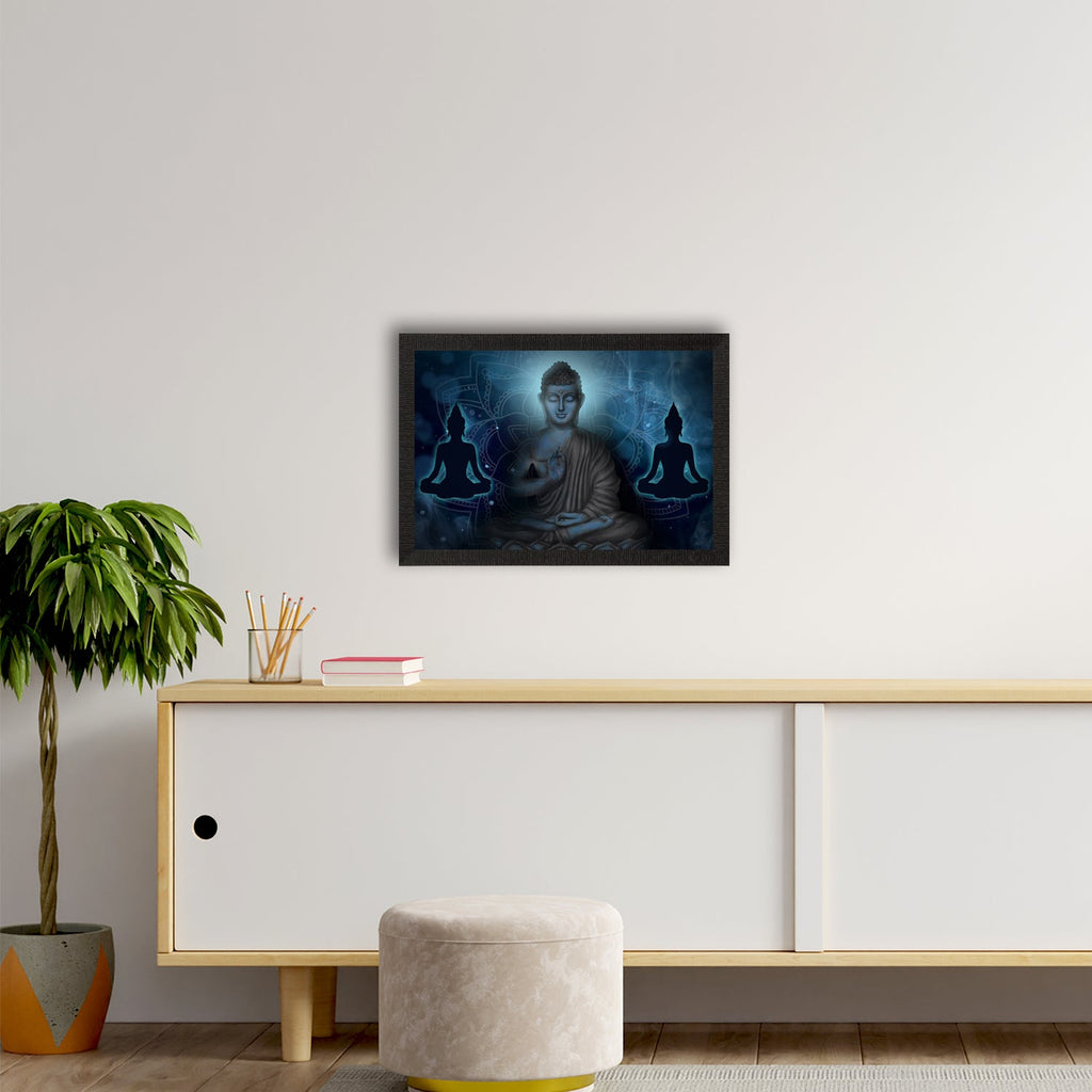 Meditating Lord Buddha Satin Matt Texture UV Art Painting Kafalo