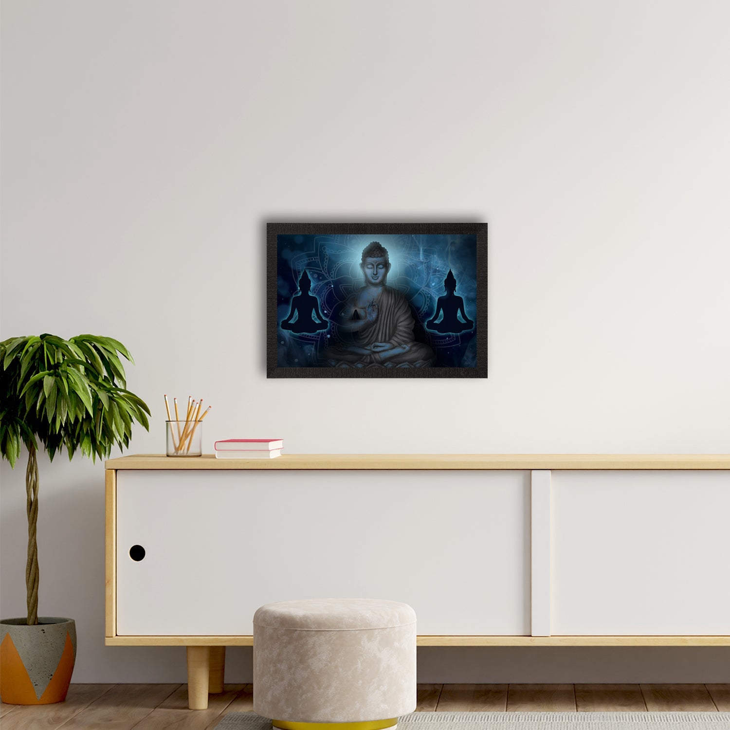 Meditating Lord Buddha Satin Matt Texture UV Art Painting Kafalo