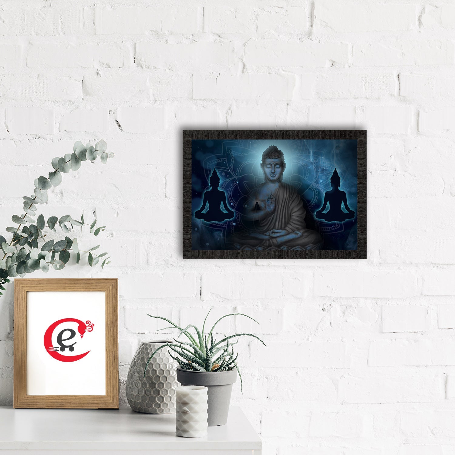 Meditating Lord Buddha Satin Matt Texture UV Art Painting Kafalo