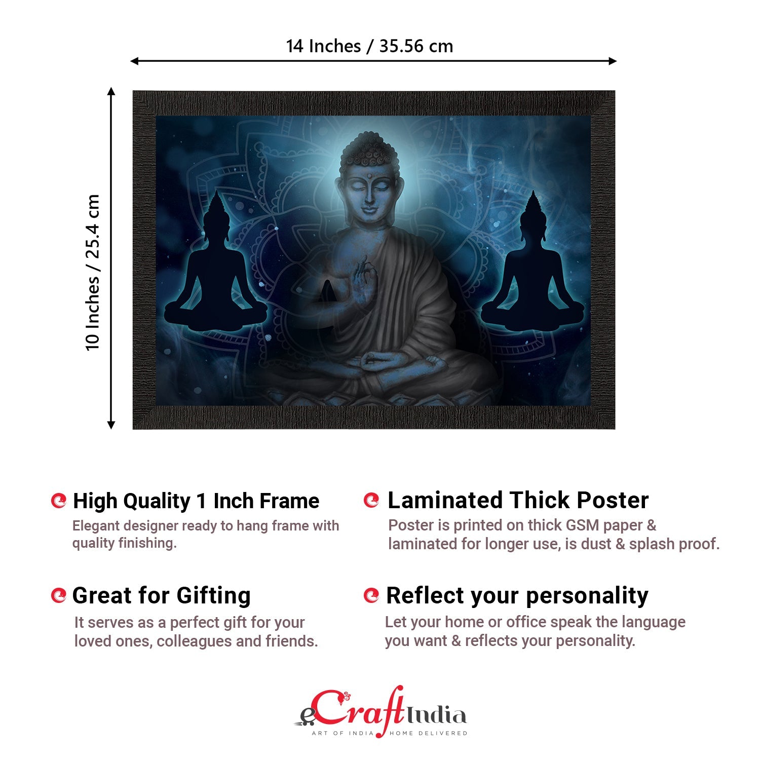 Meditating Lord Buddha Satin Matt Texture UV Art Painting Kafalo