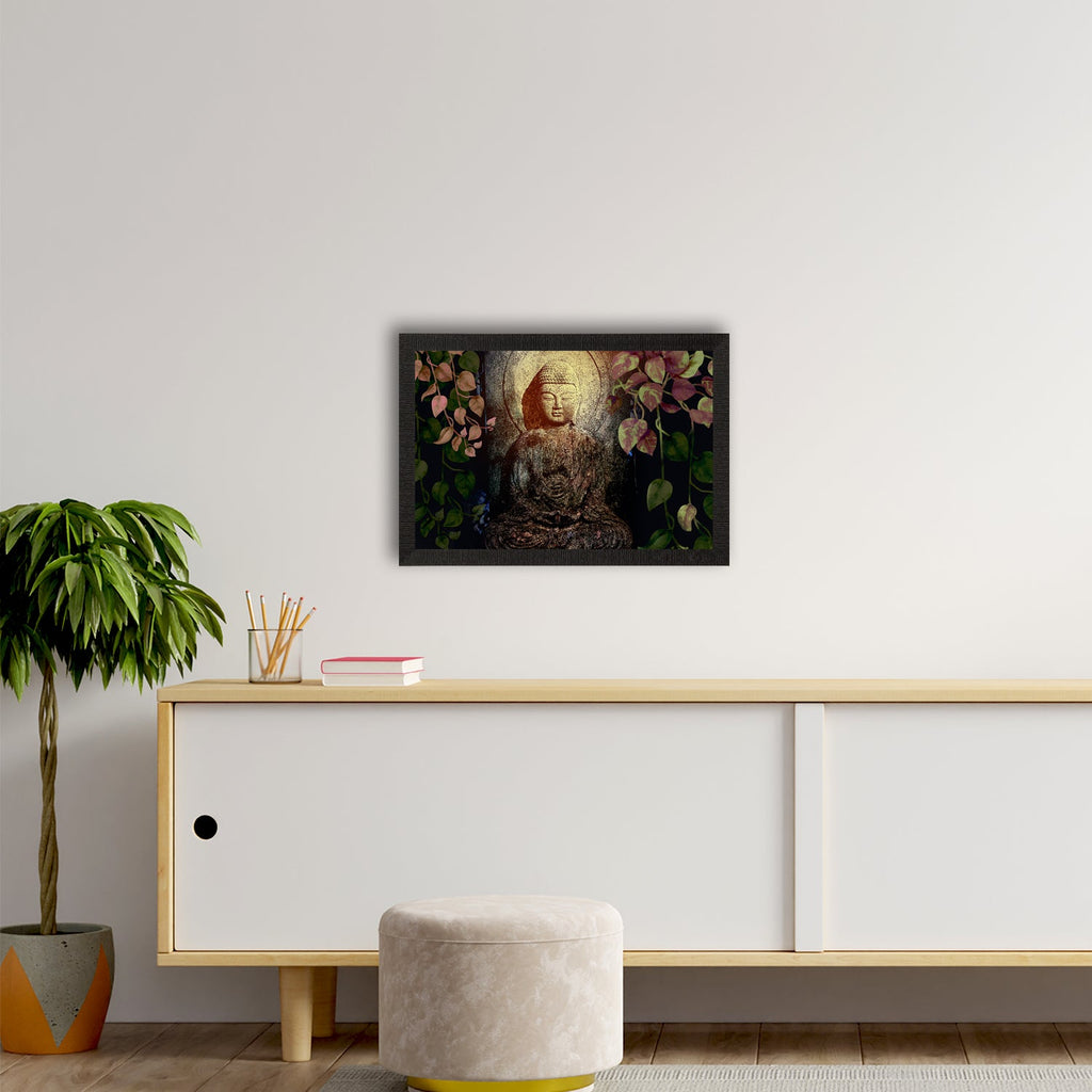 Meditating Lord Buddha Satin Matt Texture UV Art Painting Kafalo