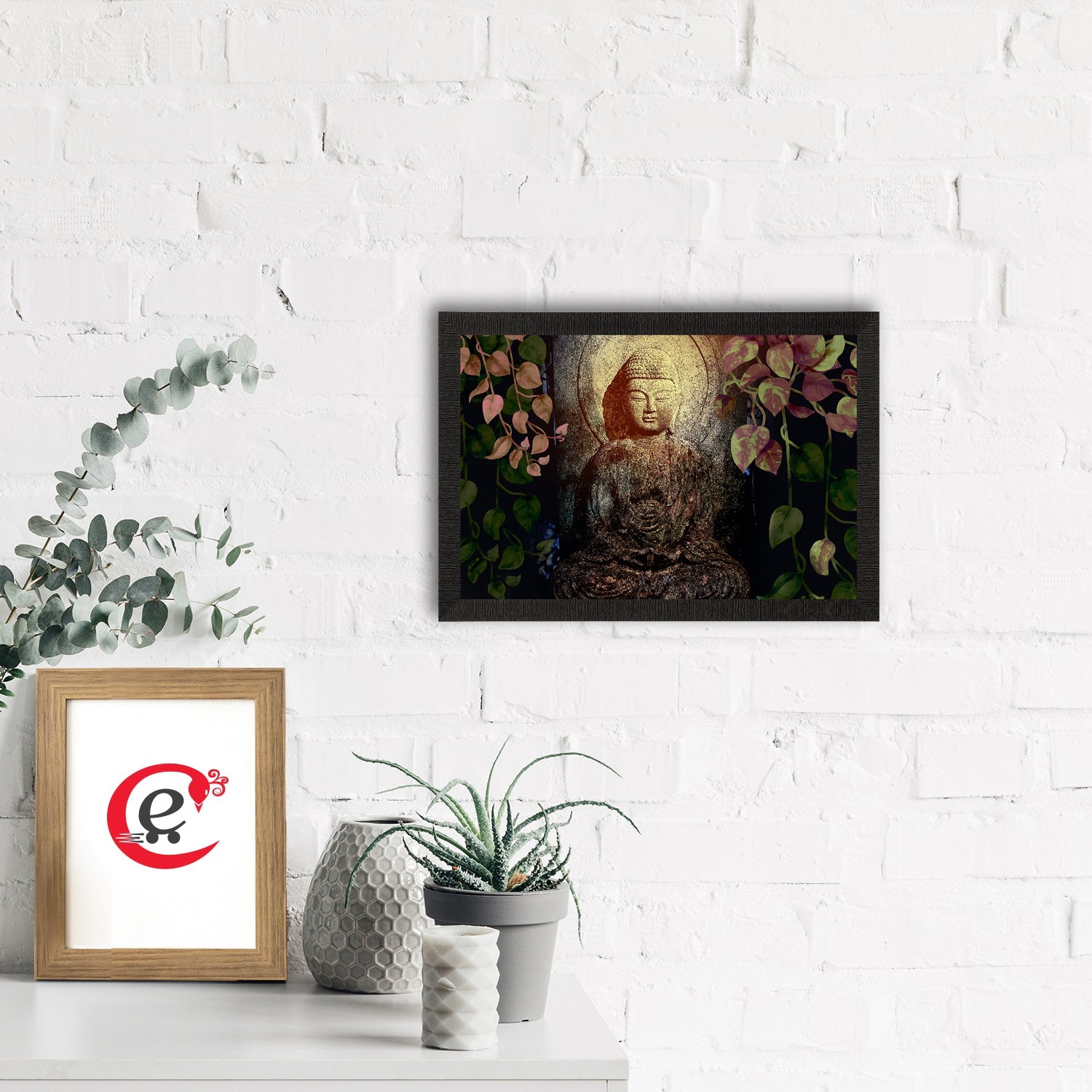 Meditating Lord Buddha Satin Matt Texture UV Art Painting Kafalo
