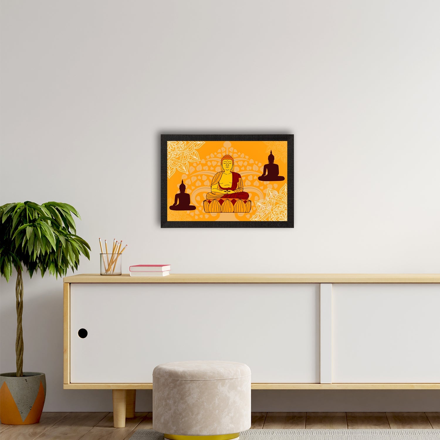 Meditating Lord Buddha Satin Matt Texture UV Art Painting Kafalo