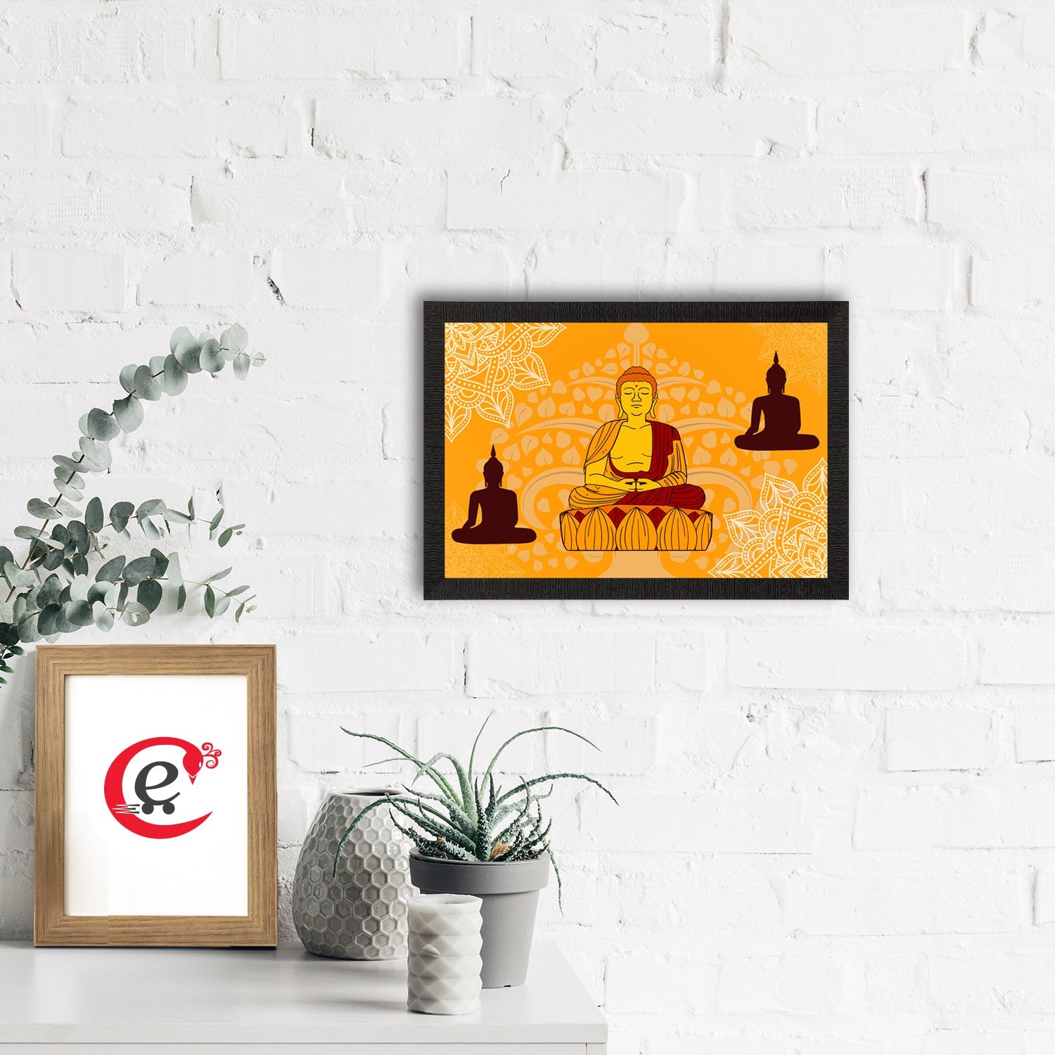 Meditating Lord Buddha Satin Matt Texture UV Art Painting Kafalo