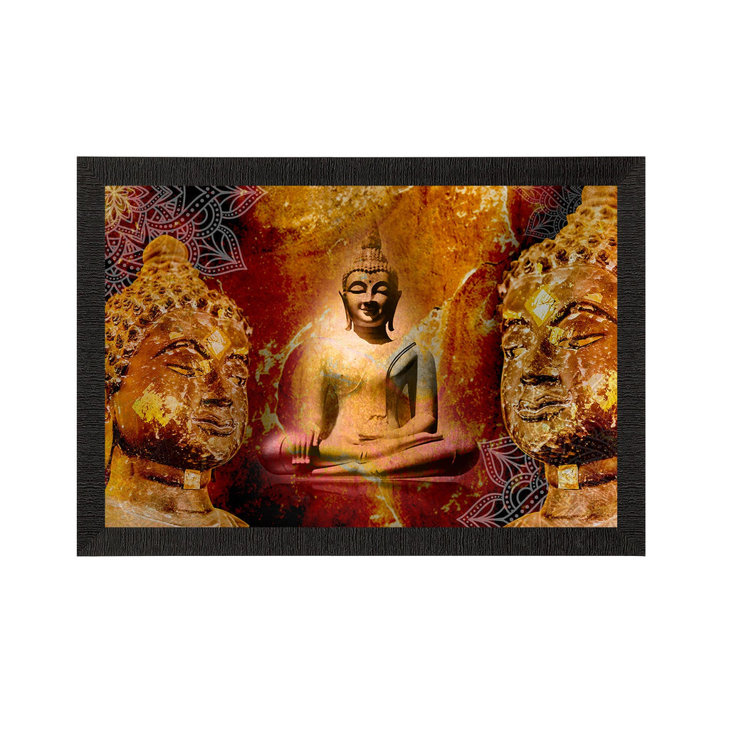 Meditating Lord Buddha Satin Matt Texture UV Art Painting Kafalo