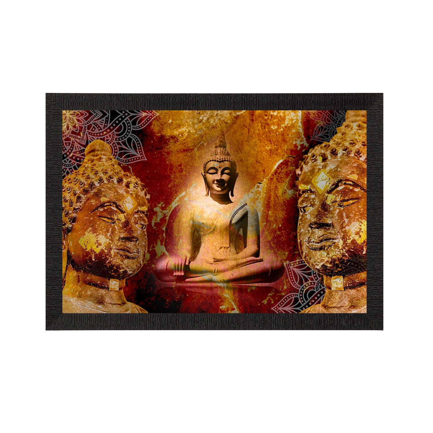 Meditating Lord Buddha Satin Matt Texture UV Art Painting Kafalo