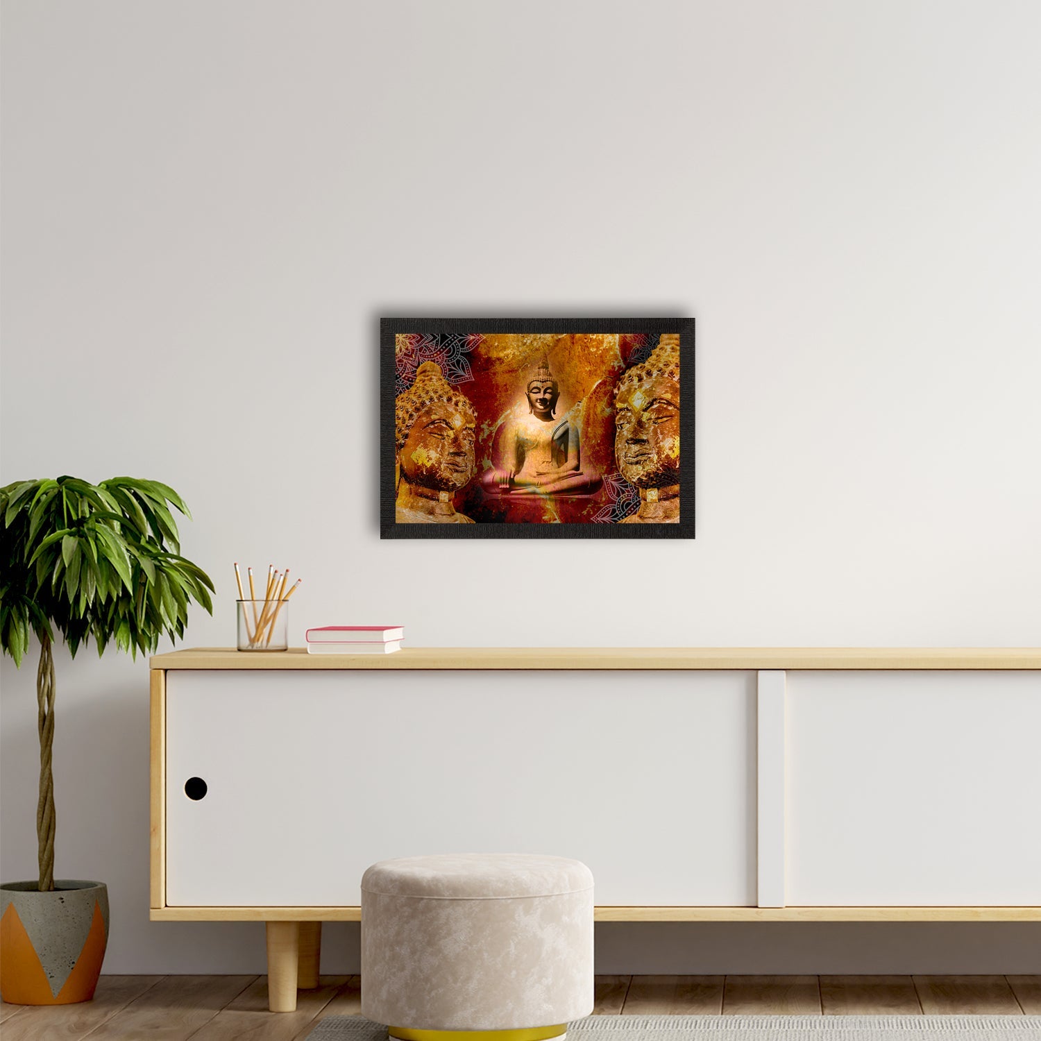Meditating Lord Buddha Satin Matt Texture UV Art Painting Kafalo