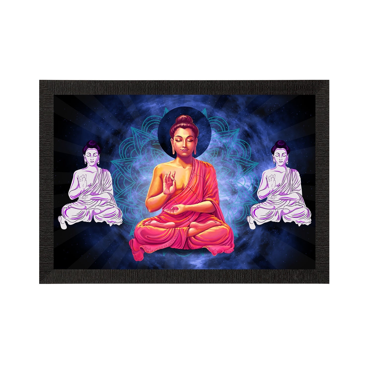 Meditating Lord Buddha Satin Matt Texture UV Art Painting Kafalo