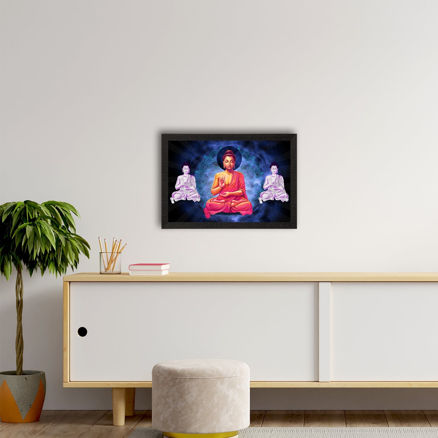 Meditating Lord Buddha Satin Matt Texture UV Art Painting Kafalo