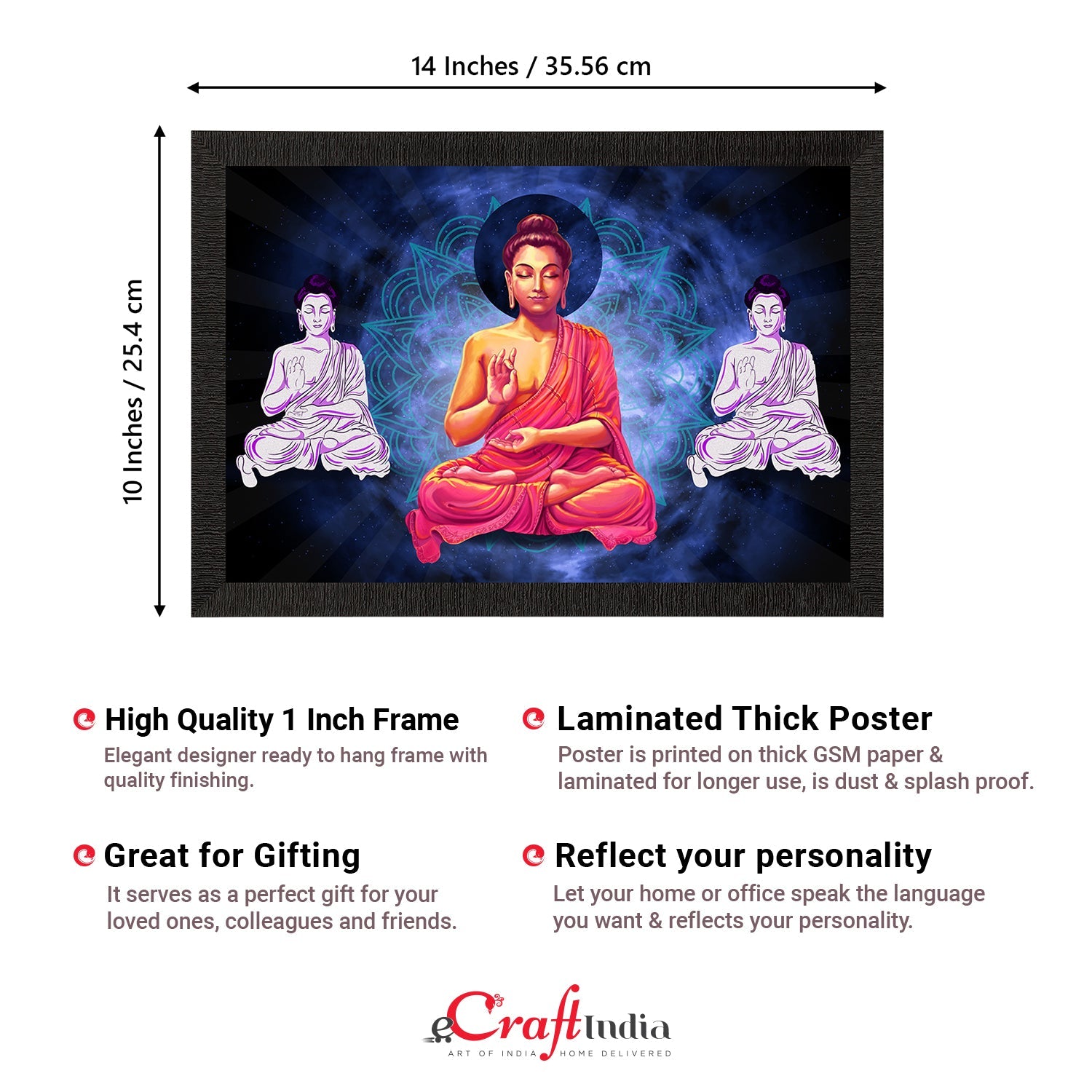 Meditating Lord Buddha Satin Matt Texture UV Art Painting Kafalo