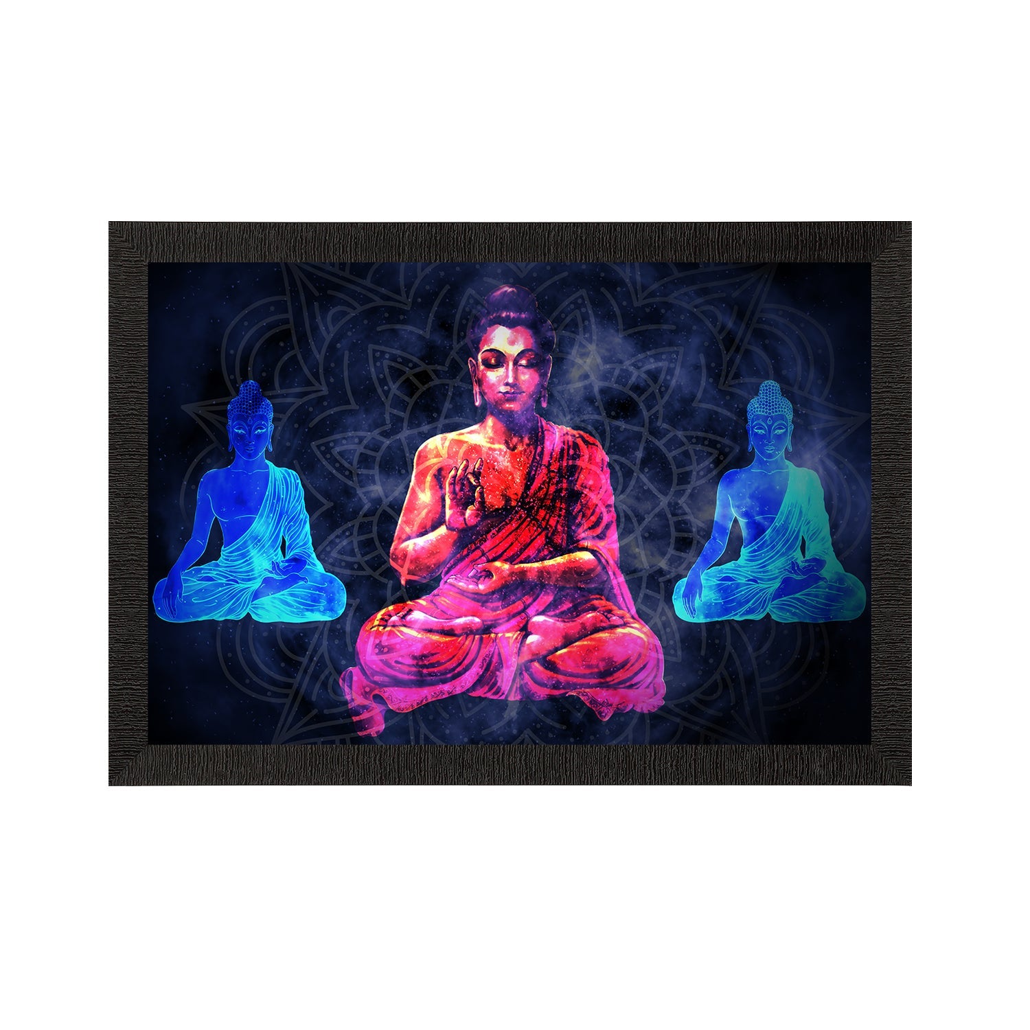 Meditating Lord Buddha Satin Matt Texture UV Art Painting Kafalo
