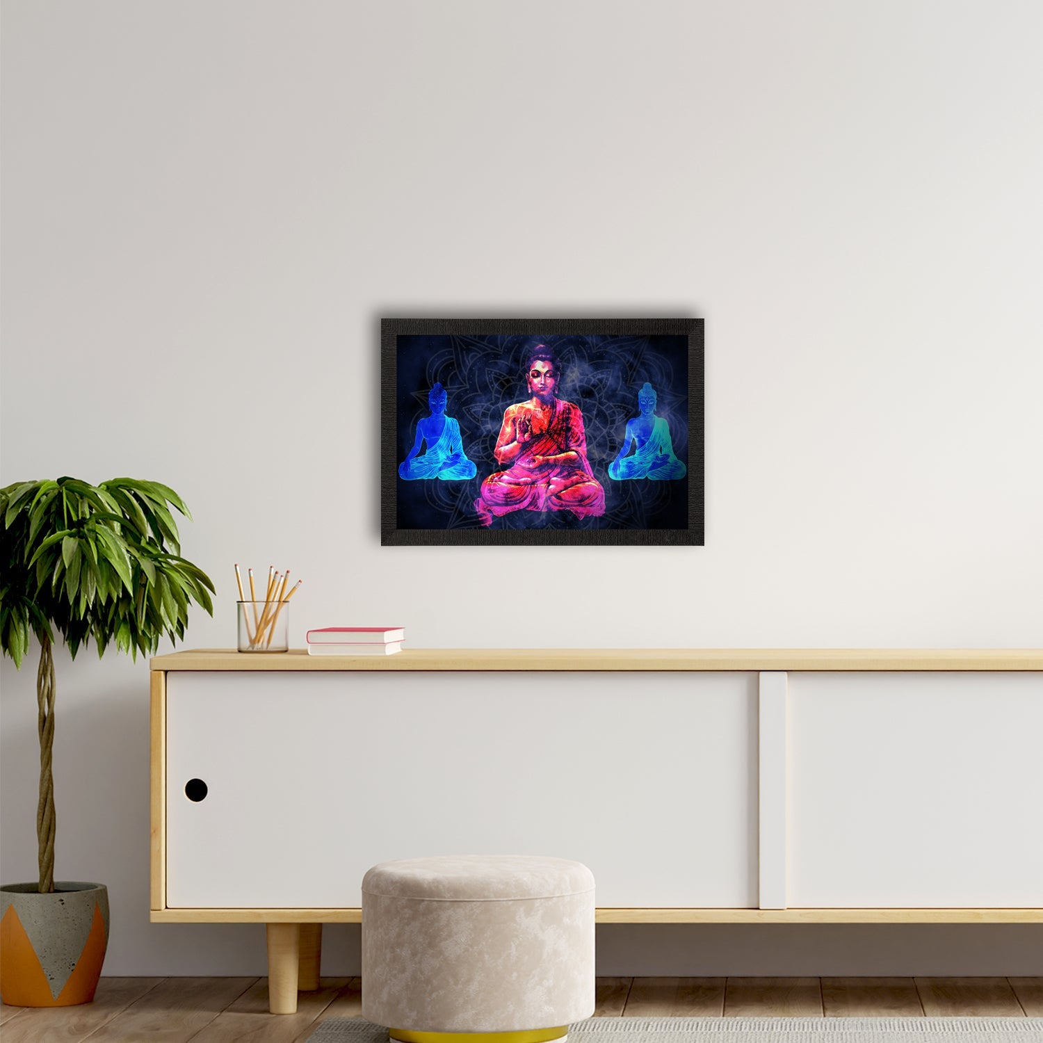 Meditating Lord Buddha Satin Matt Texture UV Art Painting Kafalo