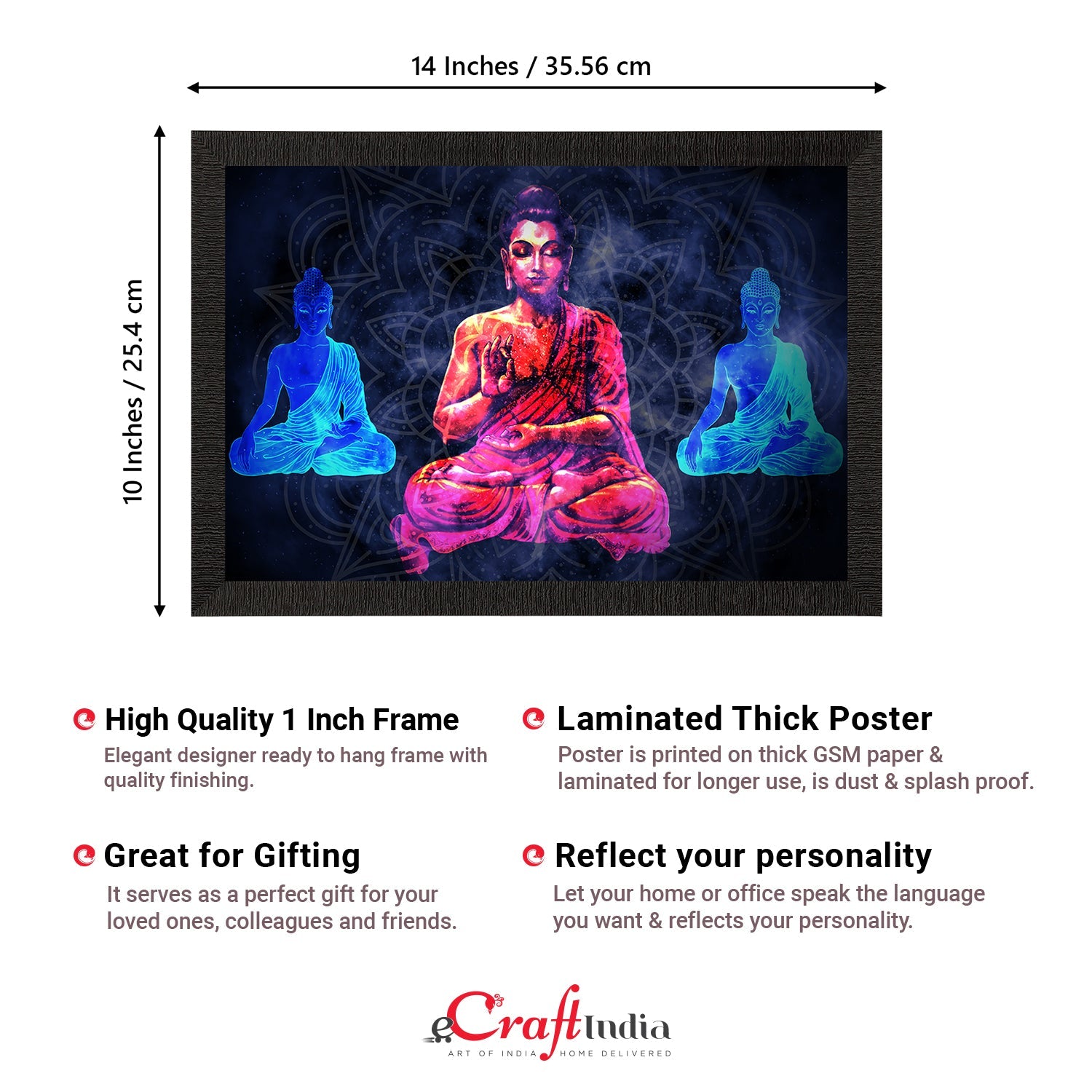 Meditating Lord Buddha Satin Matt Texture UV Art Painting Kafalo