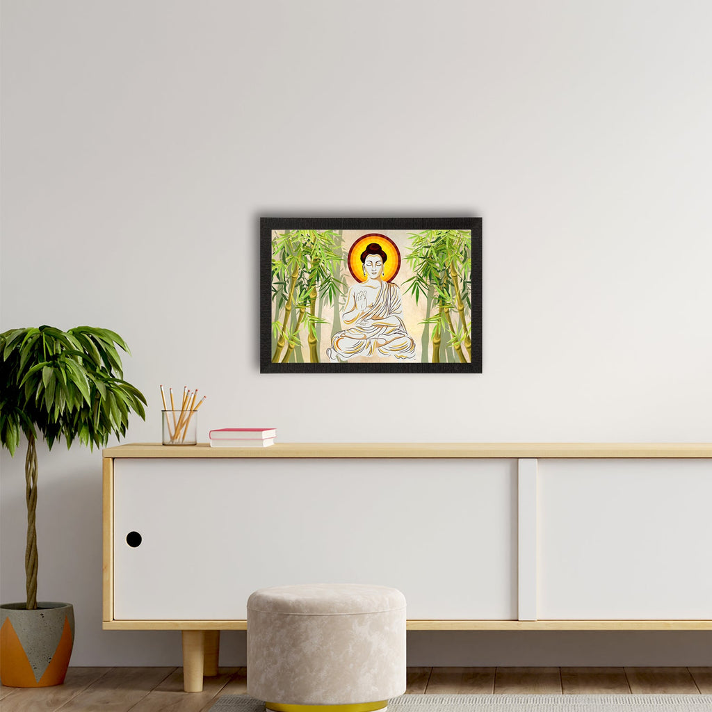Meditating Lord Buddha Satin Matt Texture UV Art Painting Kafalo