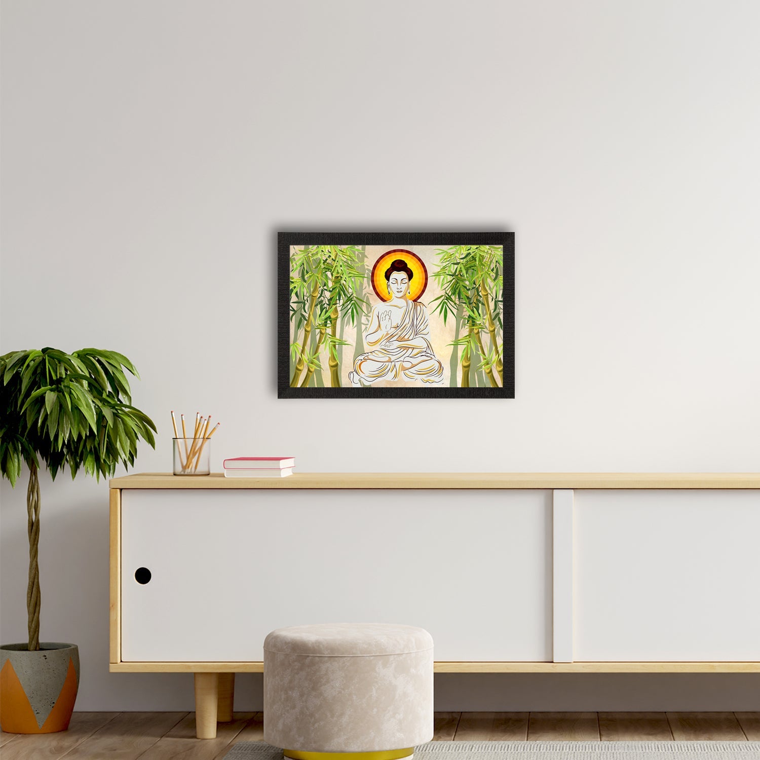Meditating Lord Buddha Satin Matt Texture UV Art Painting Kafalo