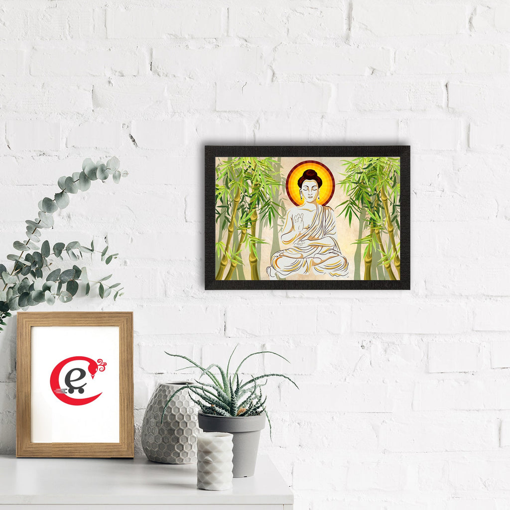 Meditating Lord Buddha Satin Matt Texture UV Art Painting Kafalo