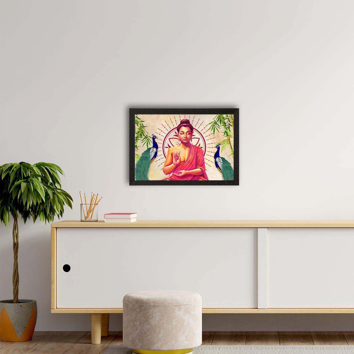Meditating Lord Buddha Satin Matt Texture UV Art Painting Kafalo