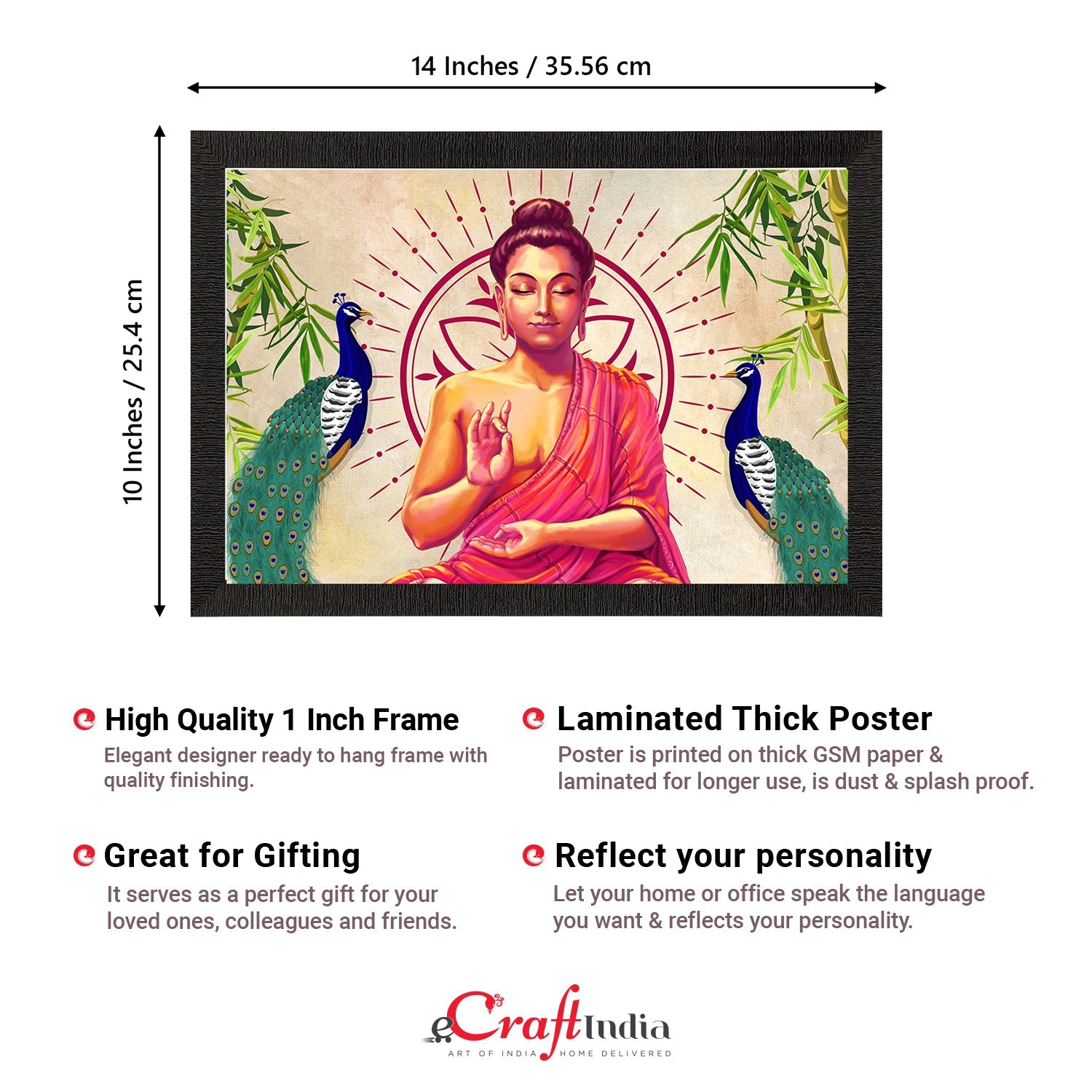 Meditating Lord Buddha Satin Matt Texture UV Art Painting Kafalo