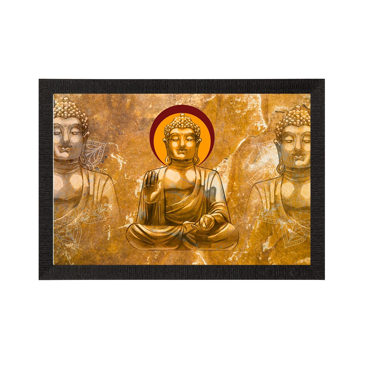 Meditating Lord Buddha Satin Matt Texture UV Art Painting Kafalo