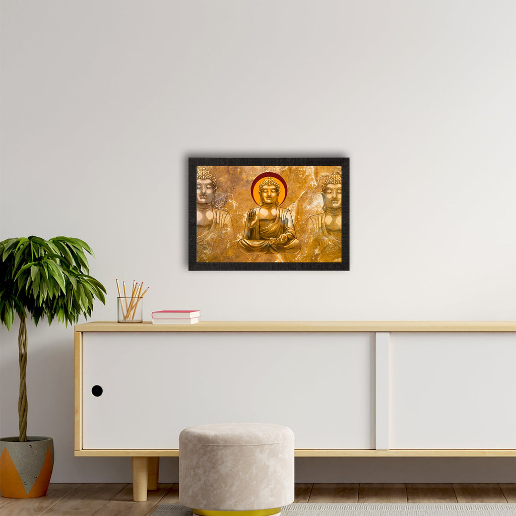Meditating Lord Buddha Satin Matt Texture UV Art Painting Kafalo