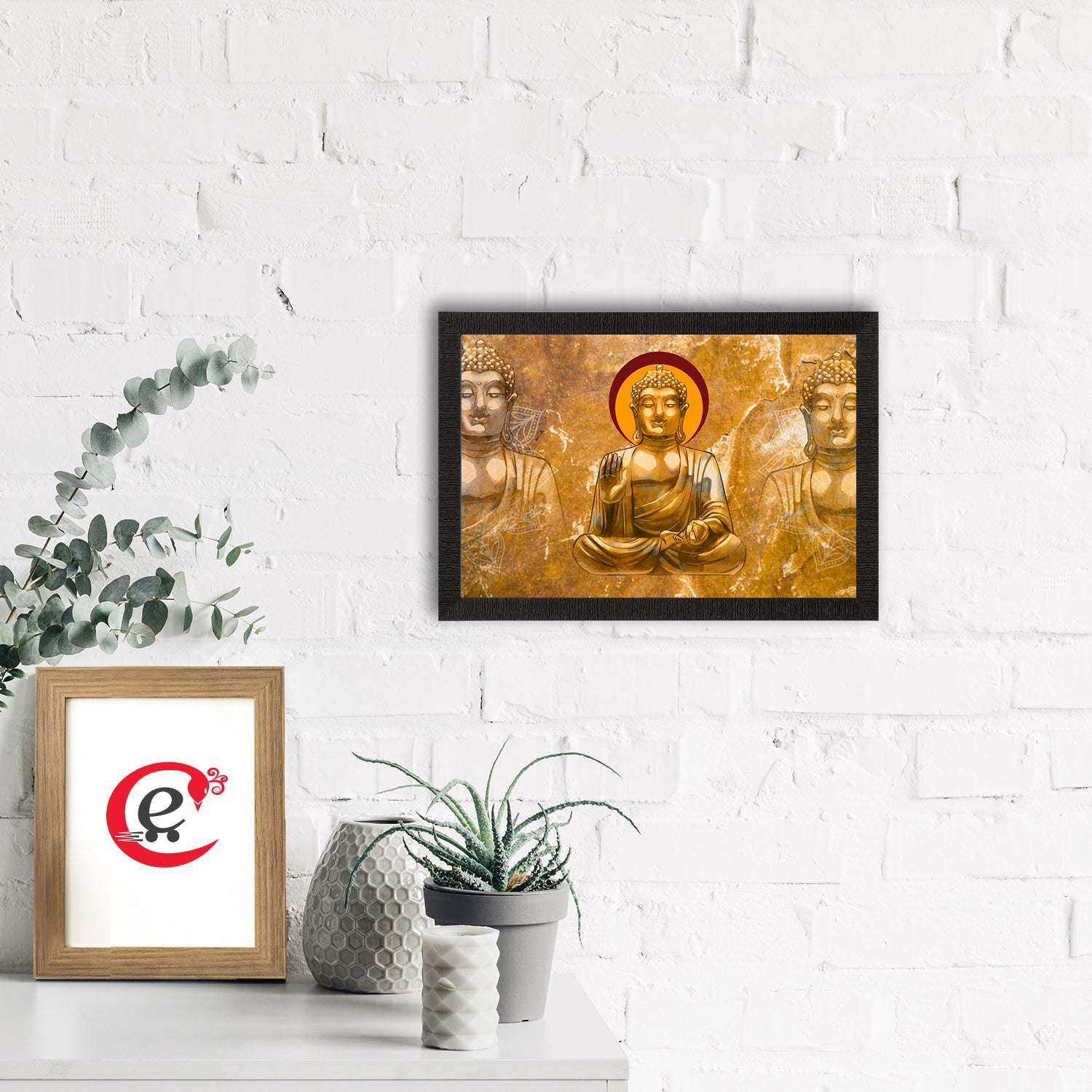Meditating Lord Buddha Satin Matt Texture UV Art Painting Kafalo
