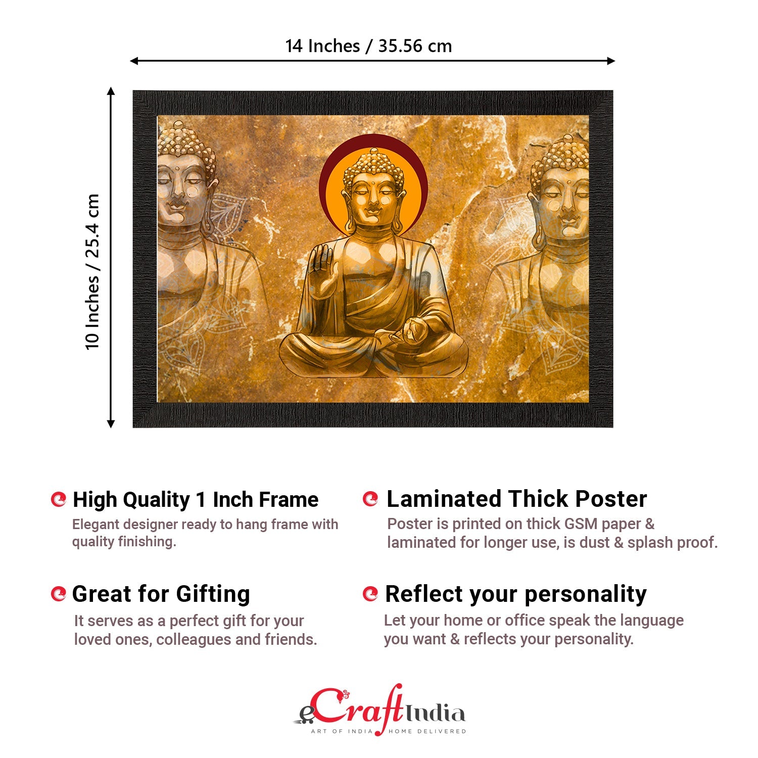 Meditating Lord Buddha Satin Matt Texture UV Art Painting Kafalo
