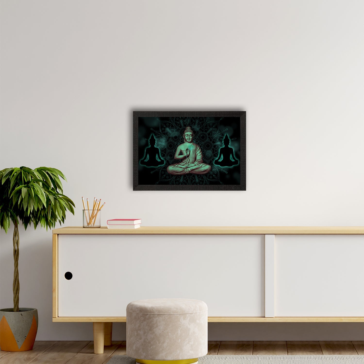 Meditating Lord Buddha Satin Matt Texture UV Art Painting Kafalo