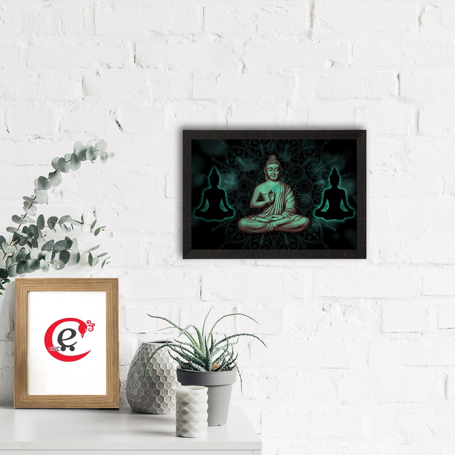 Meditating Lord Buddha Satin Matt Texture UV Art Painting Kafalo