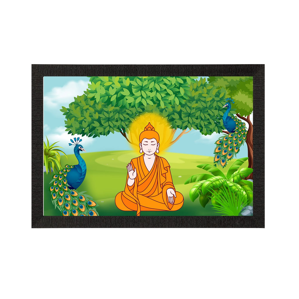 Meditating Lord Buddha Satin Matt Texture UV Art Painting Kafalo