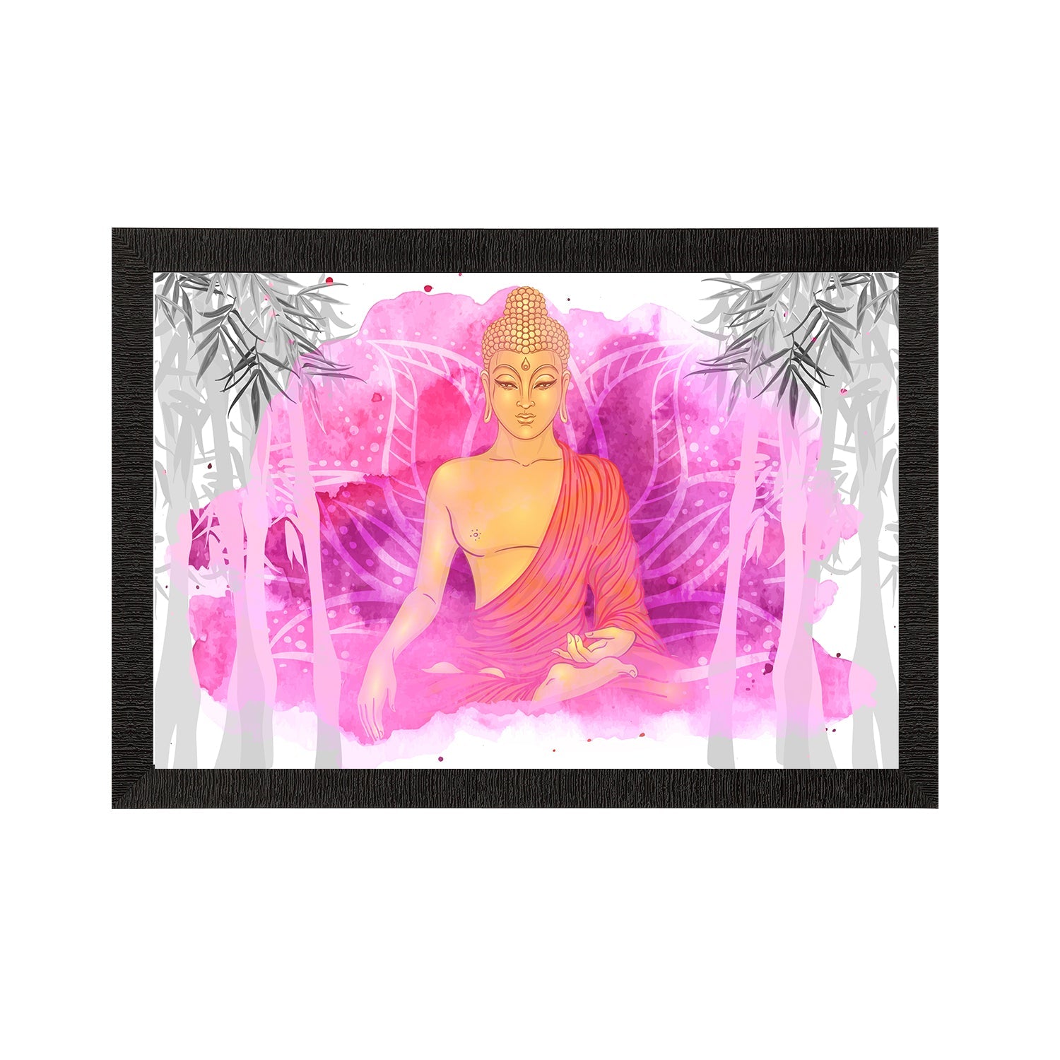 Meditating Lord Buddha Satin Matt Texture UV Art Painting Kafalo