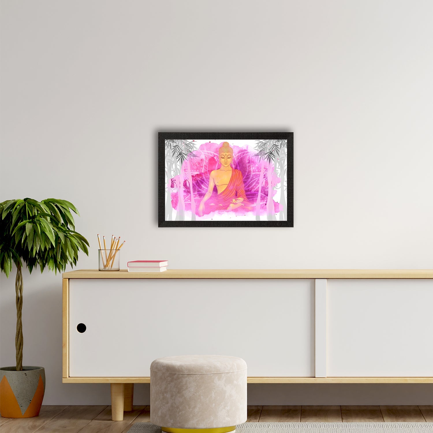 Meditating Lord Buddha Satin Matt Texture UV Art Painting Kafalo