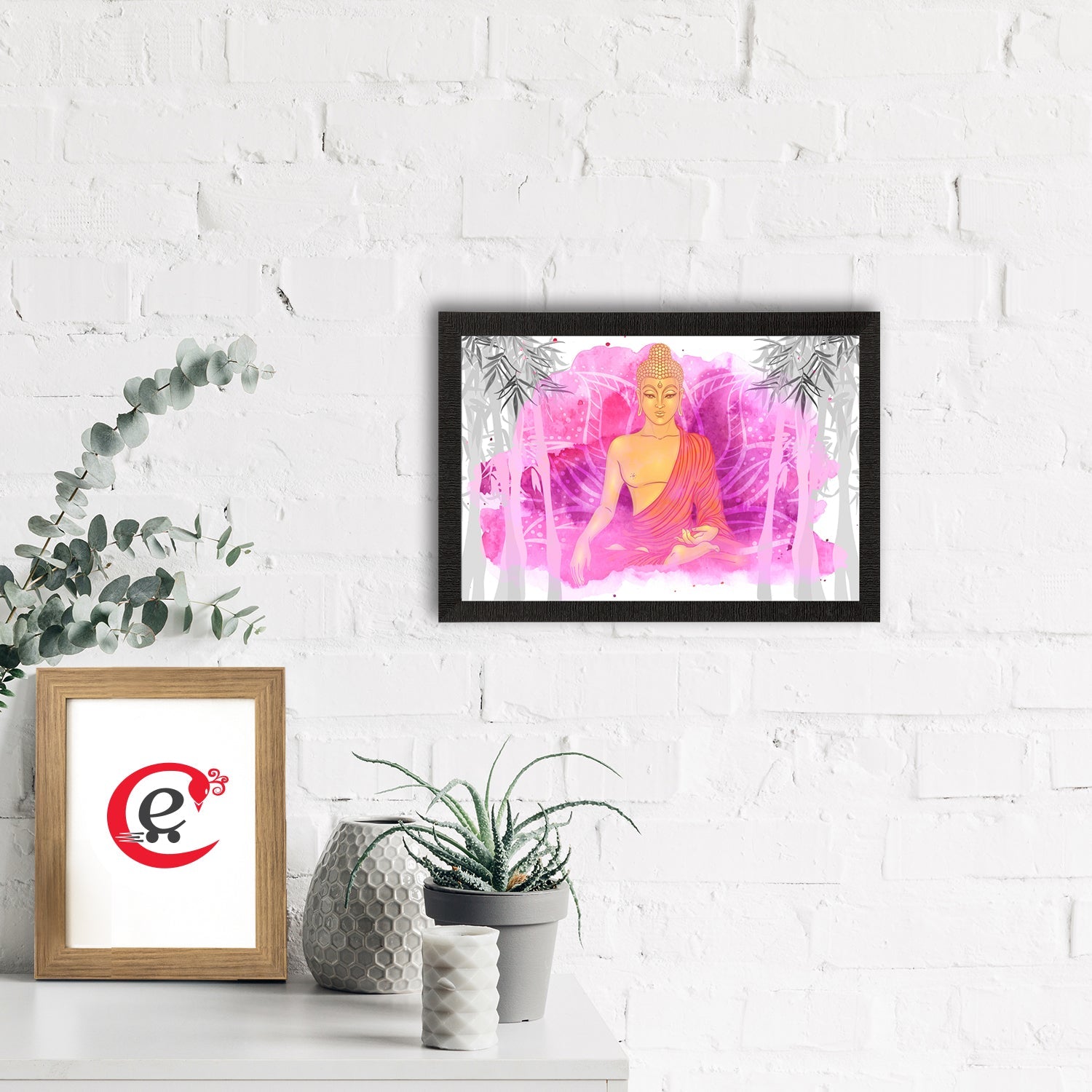 Meditating Lord Buddha Satin Matt Texture UV Art Painting Kafalo