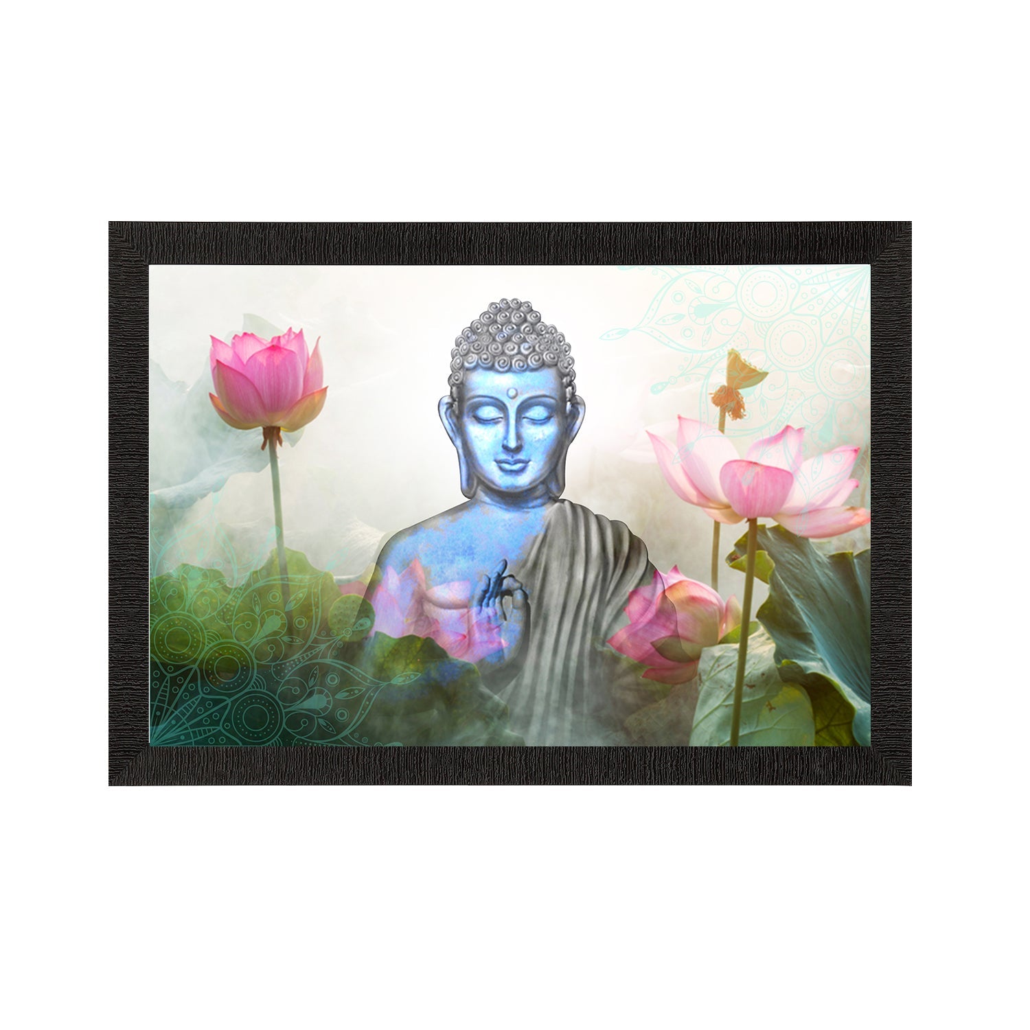 Meditating Lord Buddha Satin Matt Texture UV Art Painting Kafalo
