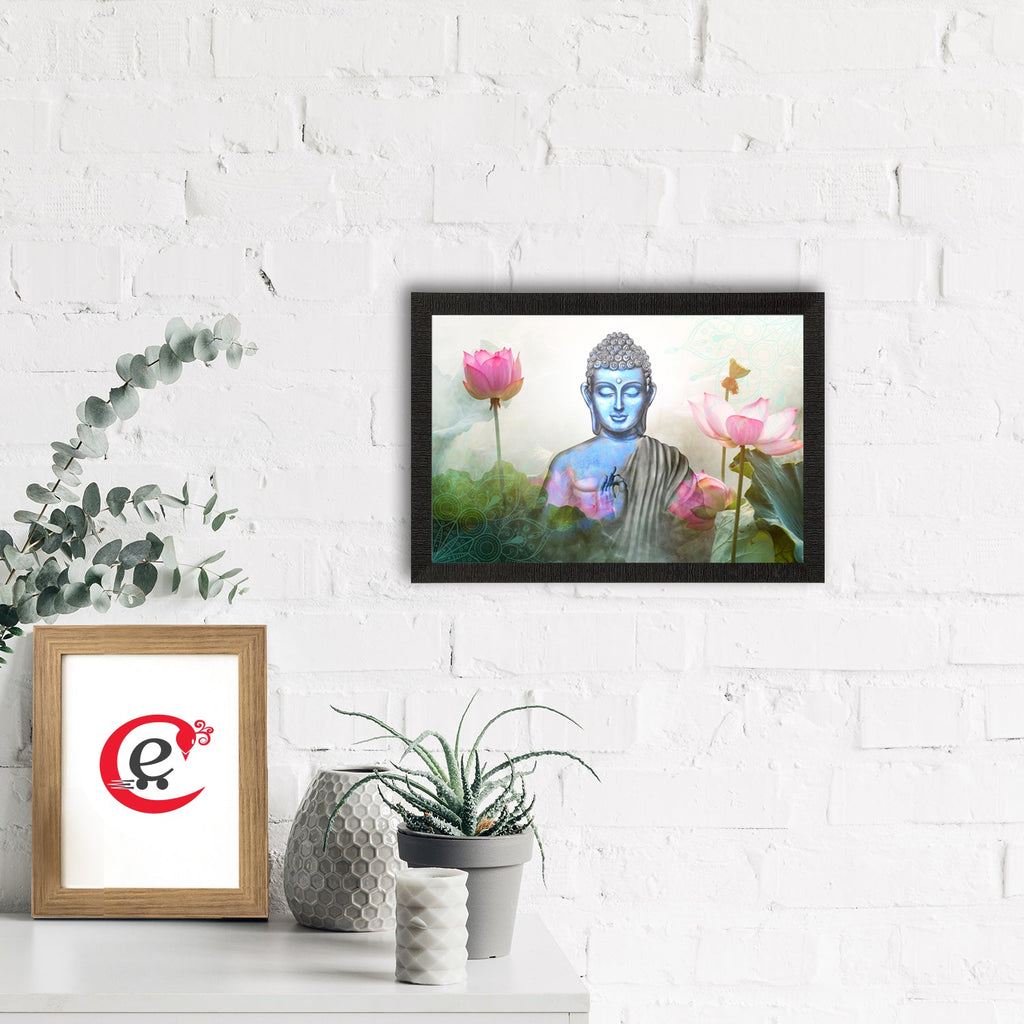 Meditating Lord Buddha Satin Matt Texture UV Art Painting Kafalo