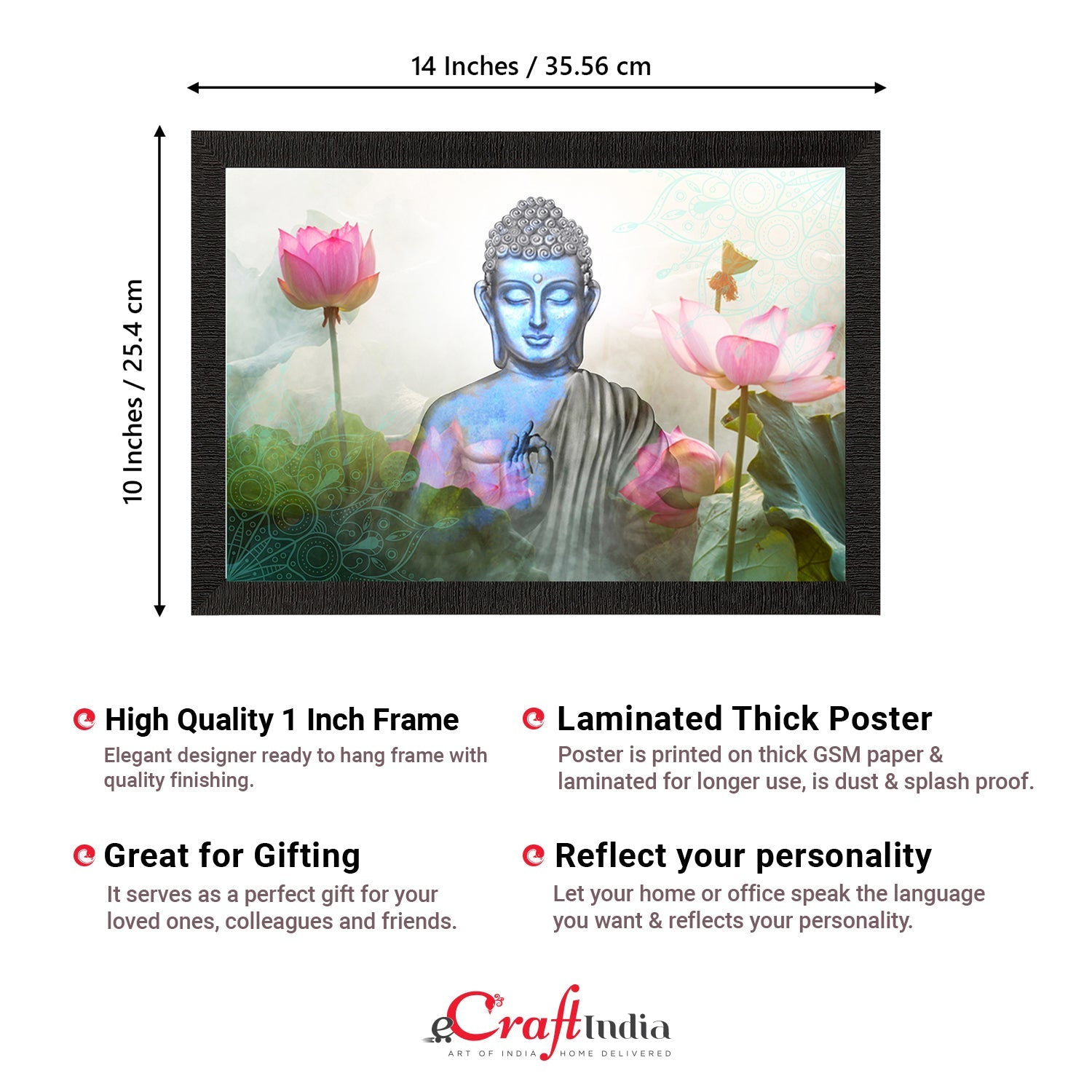 Meditating Lord Buddha Satin Matt Texture UV Art Painting Kafalo
