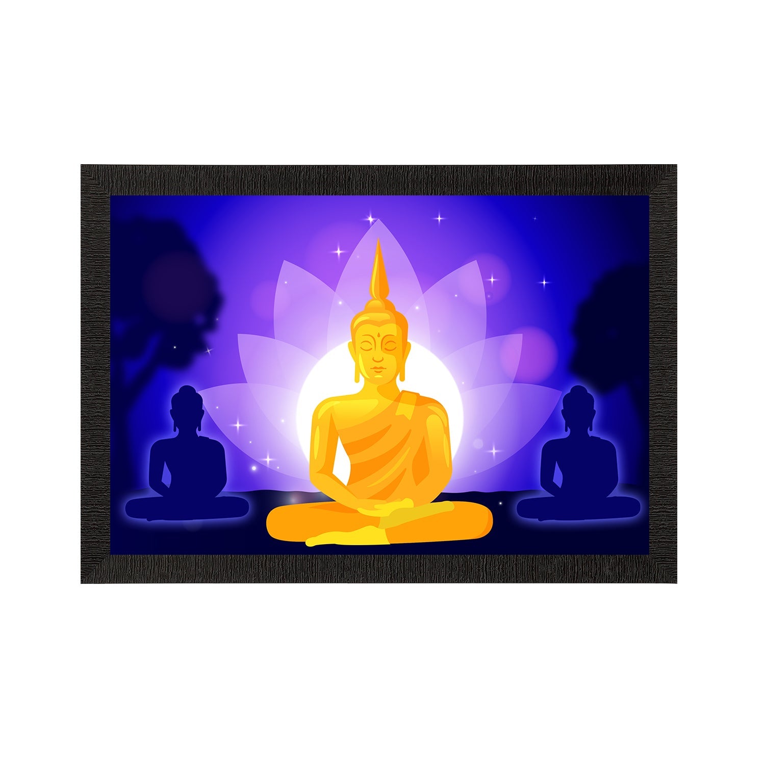 Meditating Lord Buddha Satin Matt Texture UV Art Painting Kafalo
