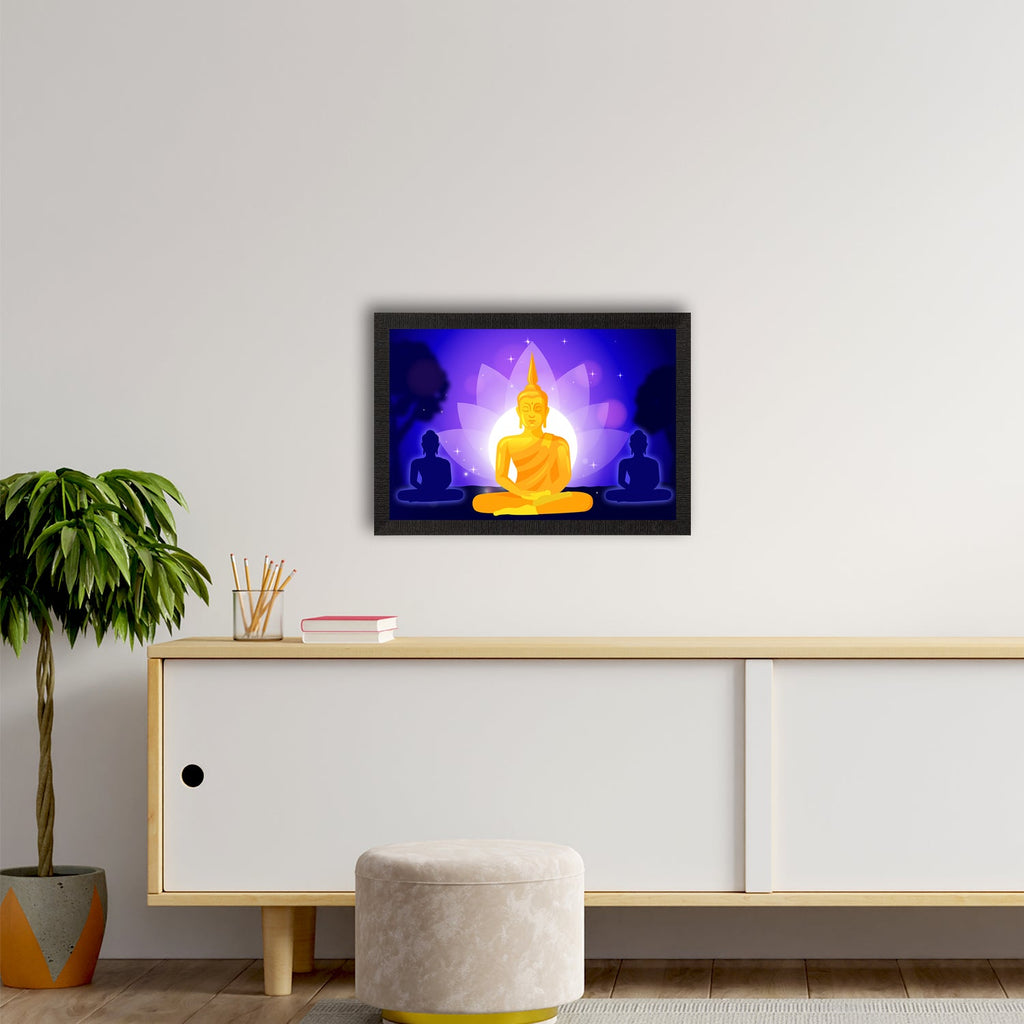 Meditating Lord Buddha Satin Matt Texture UV Art Painting Kafalo