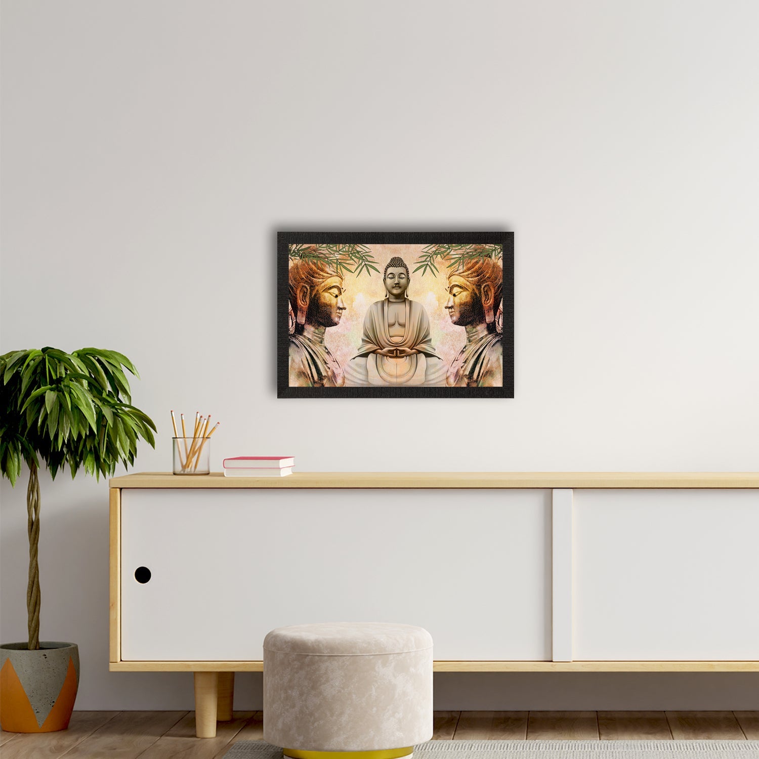 Meditating Lord Buddha Satin Matt Texture UV Art Painting Kafalo