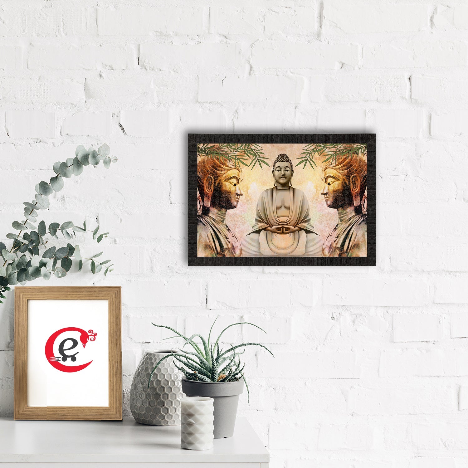 Meditating Lord Buddha Satin Matt Texture UV Art Painting Kafalo