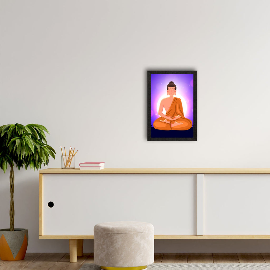 Meditating Lord Buddha Satin Matt Texture UV Art Painting Kafalo