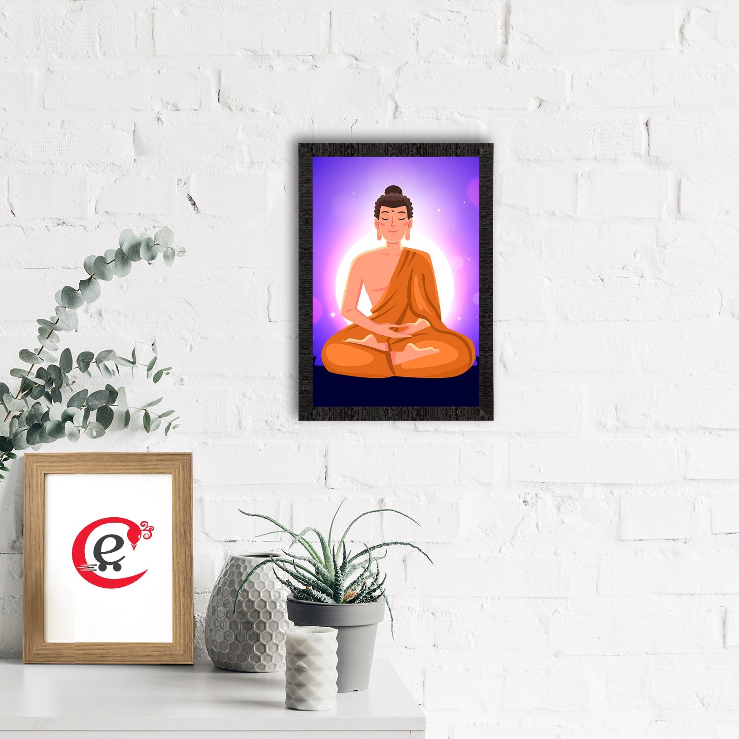 Meditating Lord Buddha Satin Matt Texture UV Art Painting Kafalo