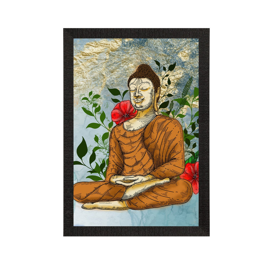 Meditating Lord Buddha Satin Matt Texture UV Art Painting Kafalo