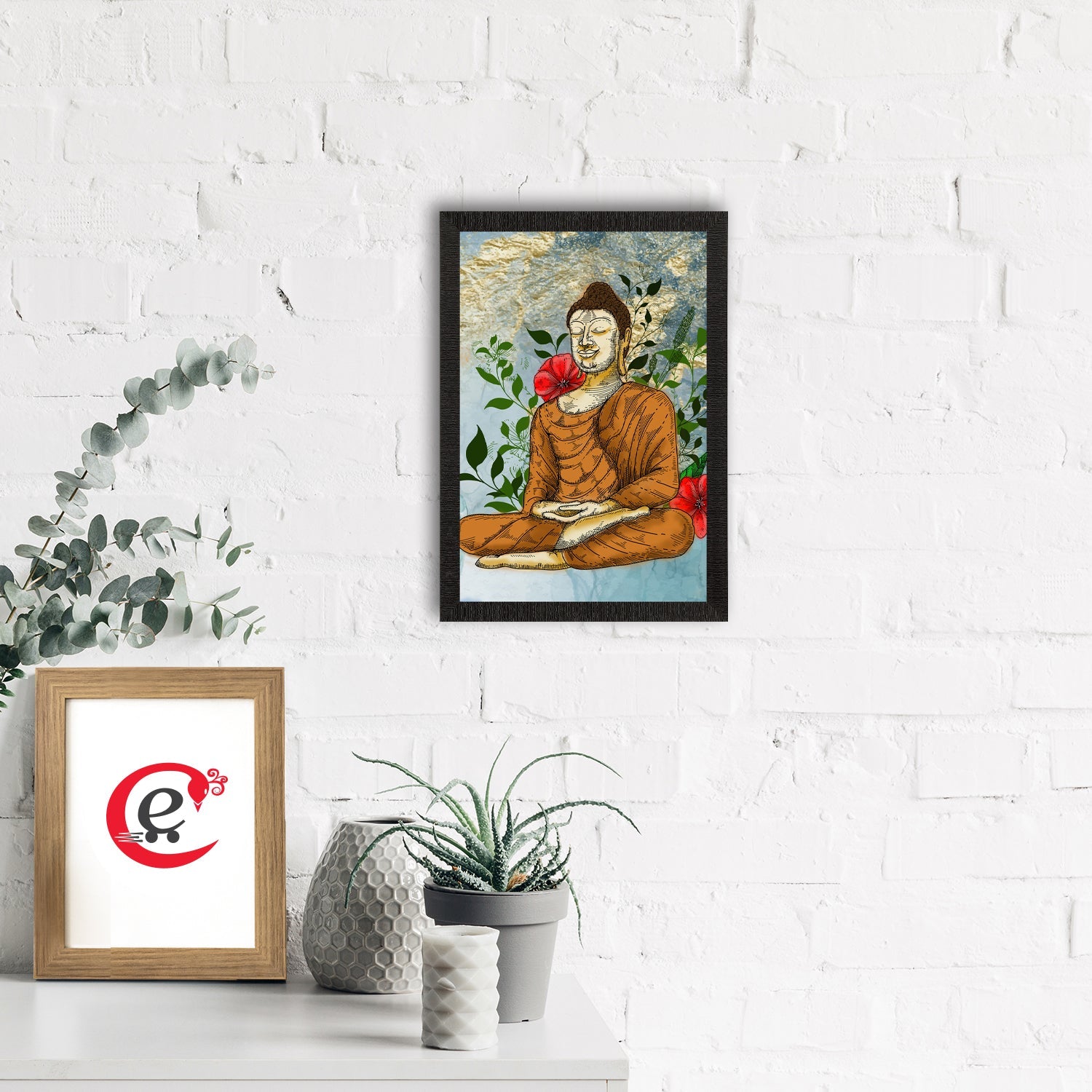 Meditating Lord Buddha Satin Matt Texture UV Art Painting Kafalo
