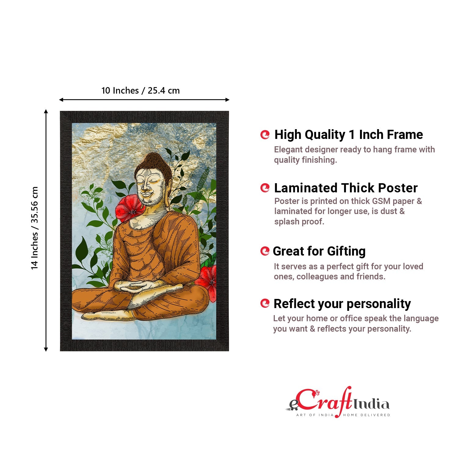 Meditating Lord Buddha Satin Matt Texture UV Art Painting Kafalo