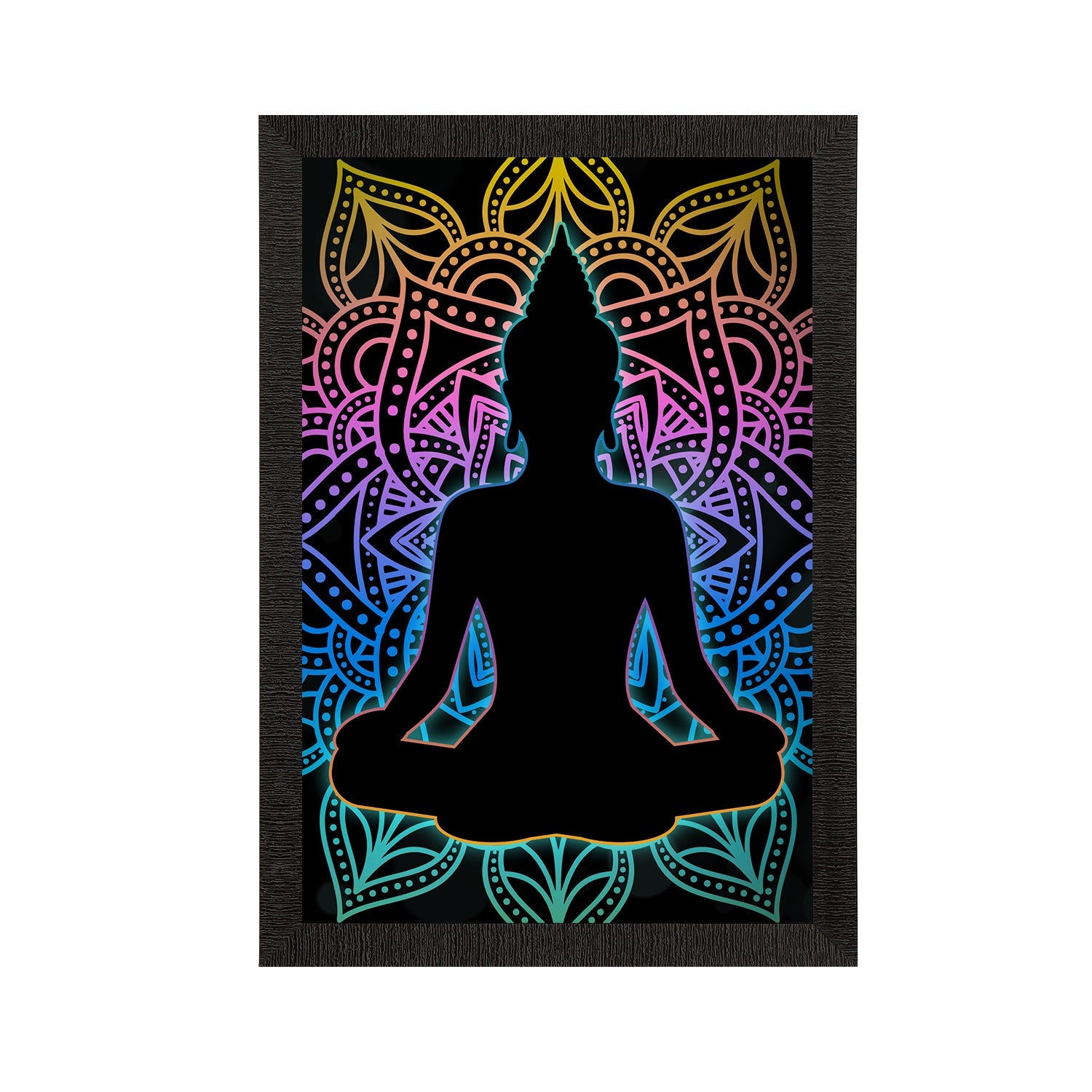 Meditating Lord Buddha Satin Matt Texture UV Art Painting Kafalo