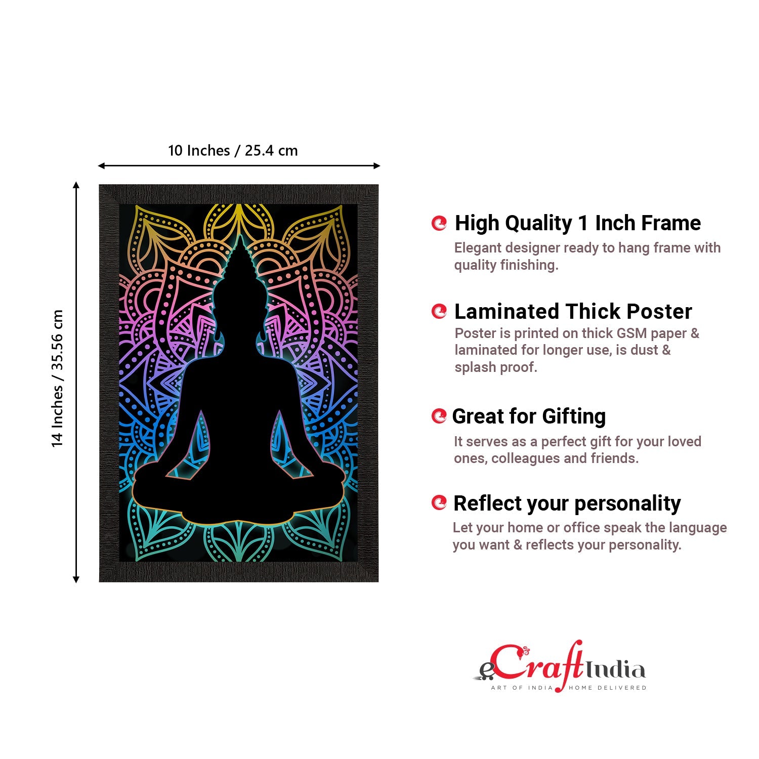 Meditating Lord Buddha Satin Matt Texture UV Art Painting Kafalo