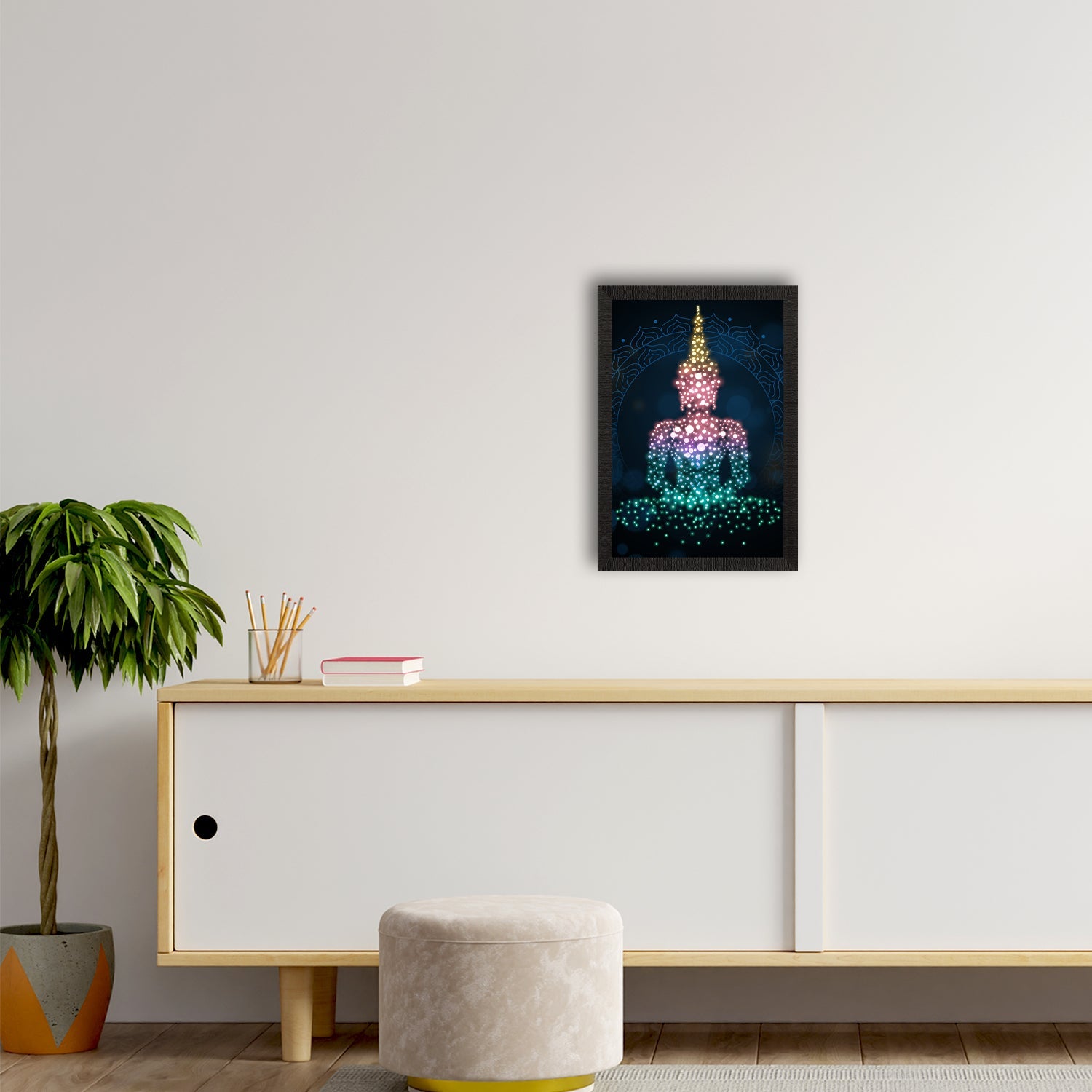 Meditating Lord Buddha Satin Matt Texture UV Art Painting Kafalo