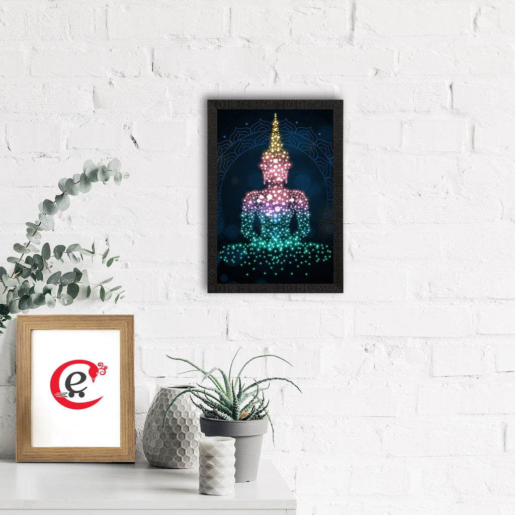 Meditating Lord Buddha Satin Matt Texture UV Art Painting Kafalo